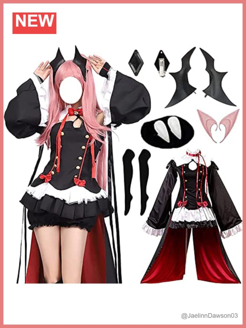 Krul Tepes Cosplay Costume Backless Satin Dress Anime Halloween Outfit